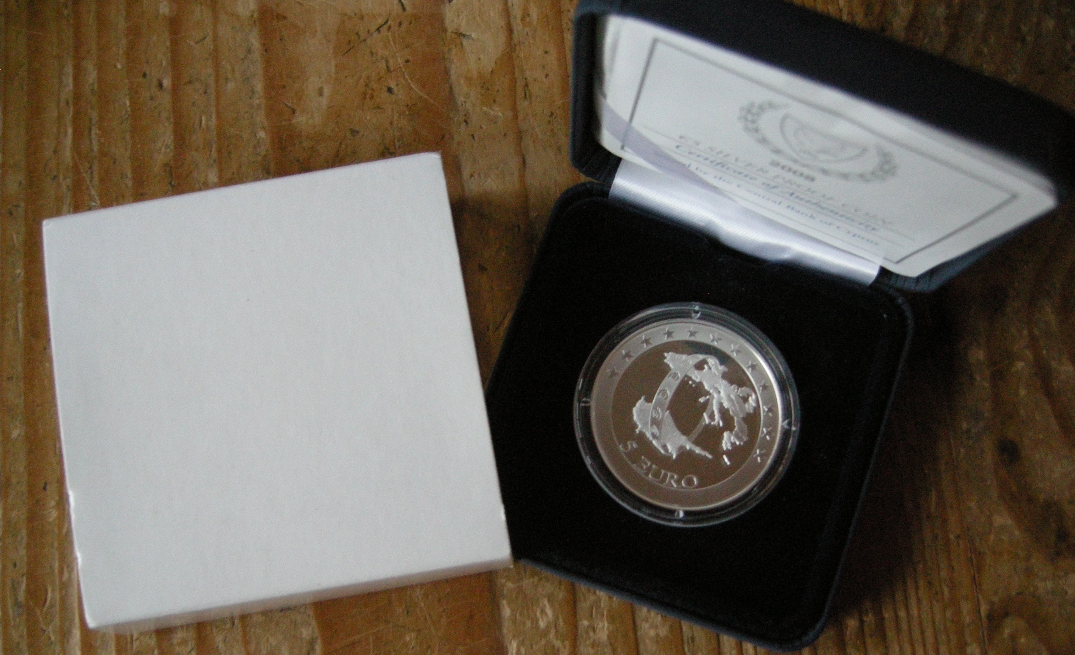 (afbeelding voor) Cyprus 5 Euromunt 2008 Zilver Toetreding Europese Monetaire Unie